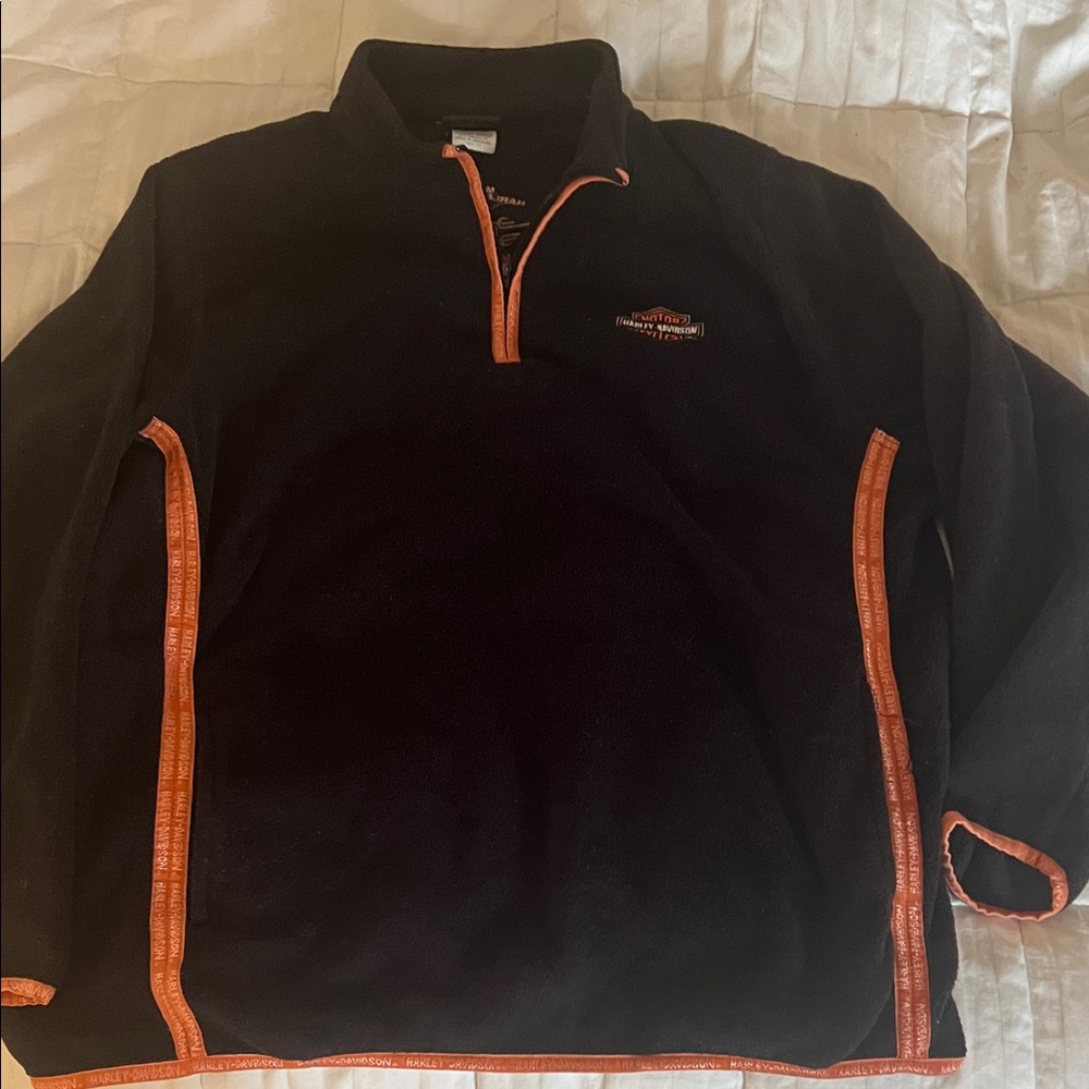Black Harley Davidson Pullover with Orange Trim